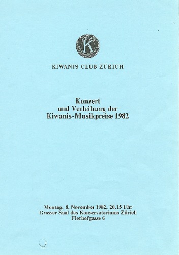 Picture: 1982 Kiwanis Musikpreis