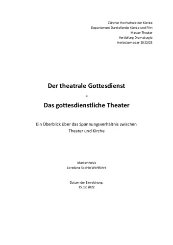 Picture: Der theatrale Gottesdienst - Das gottesdienstliche Theater