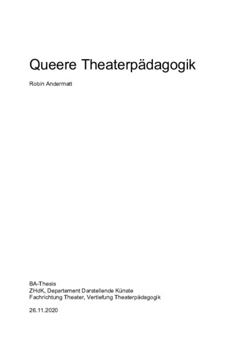 Bild:  Queere Theaterpädagogik