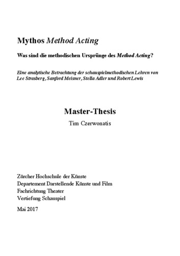 Bild:  Mythos Method Acting