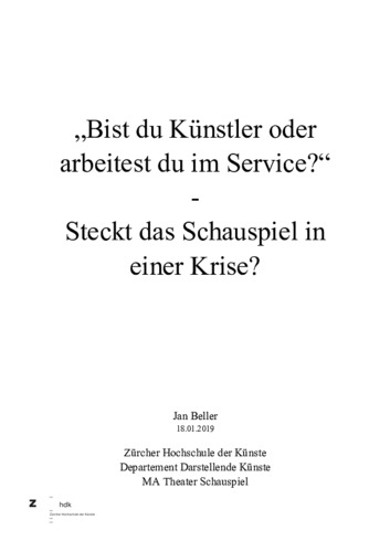 Picture: „Bist du Künstler oder arbeitest du im Service?“ - Steckt das Schauspiel in einer Krise?