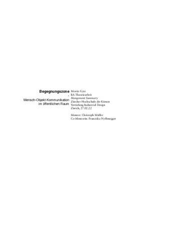 Picture: Begegnungszone - Management Summary