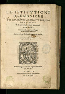 Picture:  Le istitutioni harmoniche: title page