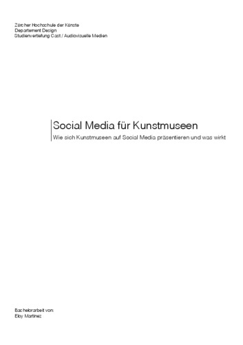 Picture: "Social Media für Kunstmuseen" Theoriearbeit Eloy Martinez 