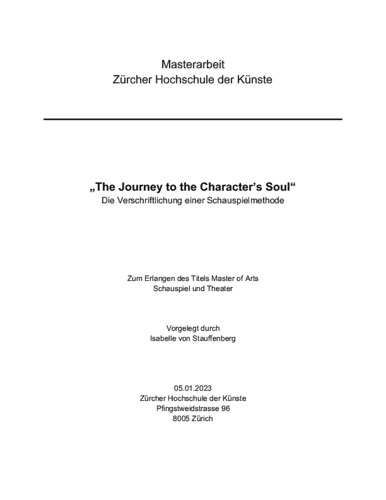 Bild:  „The Journey to the Character’s Soul“