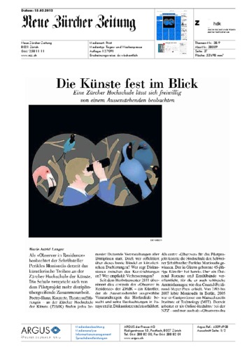 Picture: Artikel NZZ über Perikles Monioudis: «Die Künste fest im Blick»