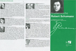 Bild:  Programm Studienwoche Robert Schumann (29.09.-03.10.2003)