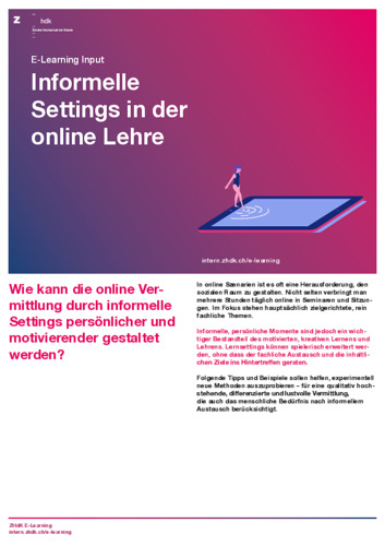 Bild:  Informelle Settings in der online Lehre