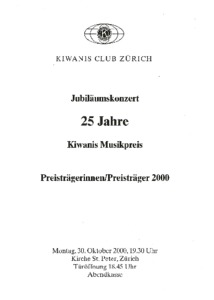 Bild:  Kiwanis Musikpreis 2000