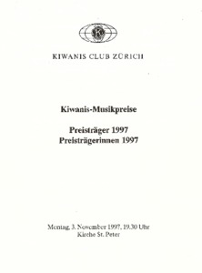 Bild:  1997 Kiwanis Musikpreis