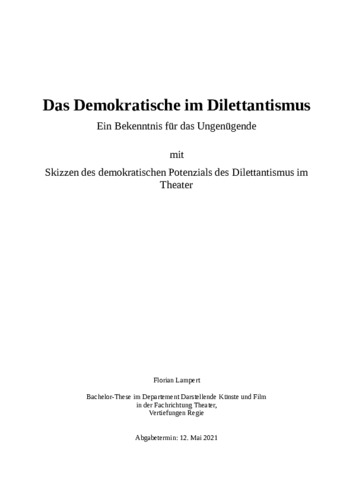 Picture: Das Demokratische im Dilettantismus