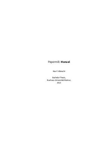 Picture: Papermill: Manual