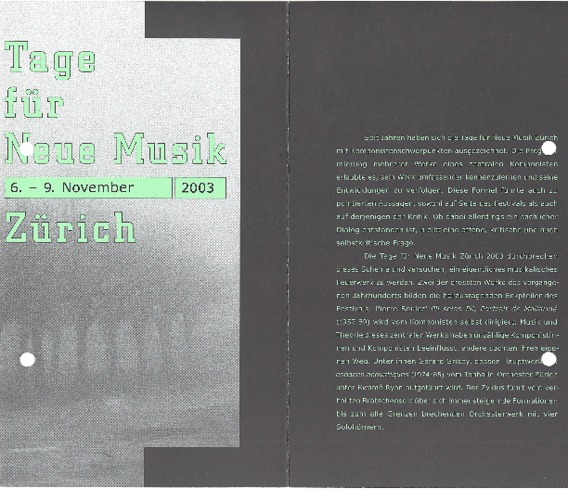 Bild:  2003.11. Tage für Neue Musik (Flyer)