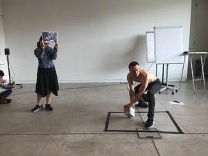 Picture: InOctober – International Network for Contemporary Public Art | Caption: Performance by Roman Osminsky during Summer School Zuerich 2016 Toni Areal | Credits: Christoph Schenker