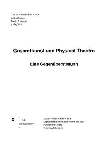 Picture: Gesamtkunst und Physical Theatre