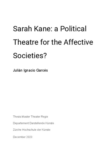 Bild:  Sarah Kane: a Political Theatre for the Affective Societies? 