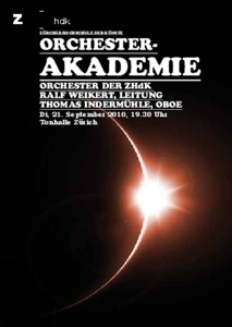 Bild:  2010.09.21.|Orchester ZHdK|Ralf Weikert,Leitung|Thomas Indermühle, Oboe