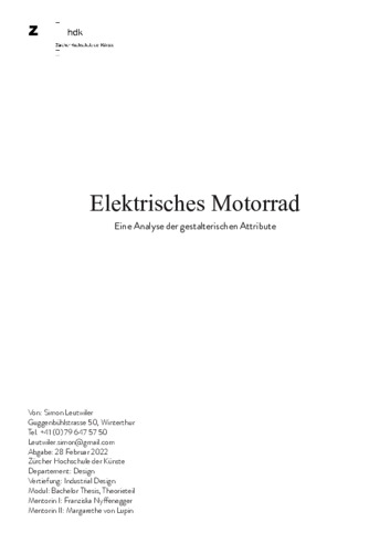 Picture: Elektrisches Motorrad - Thesis Theorie