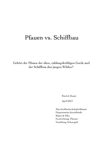 Picture: Pfauen vs. Schiffbau