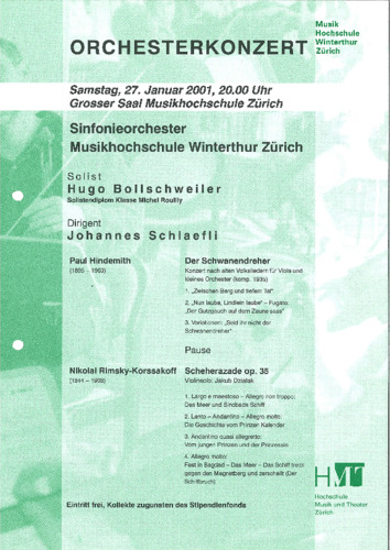 Bild:  2001.01.27. | Orchesterkonzert | Flyer