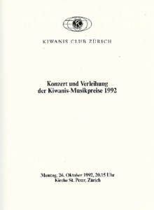 Picture: 1992 Kiwanis Musikpreis