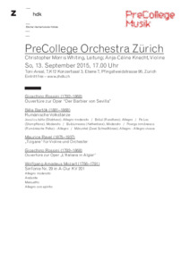 Bild:  PreCollege Orchestra Zürich
