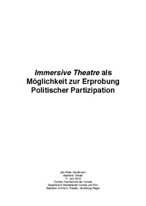 Picture: Immersive Theatre als Möglichkeit zur Erprobung Politischer Partizipation
