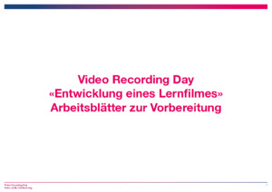 Bild:  Video Recording Day | Arbeitsblätter zur Vorbereitung