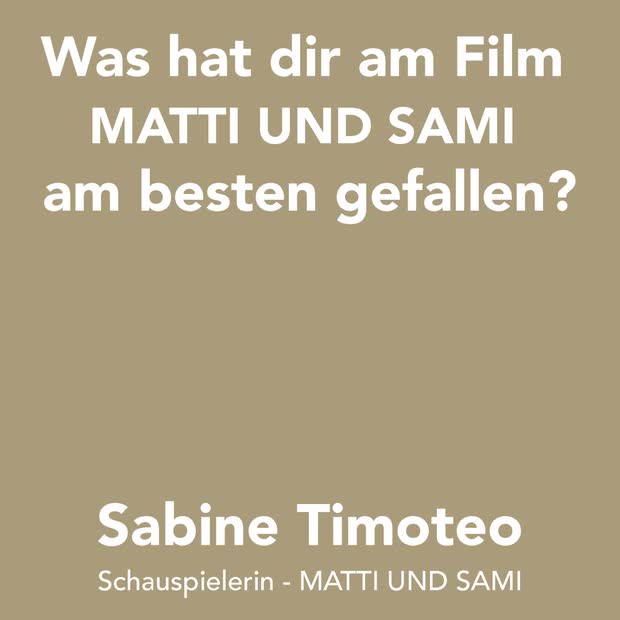 Bild:  Sabine Timoteo zum Film Matti und Sami (Statement für Instagram)