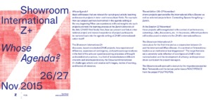 Picture: Flyer Showroom International Z+: Whose Agenda? 