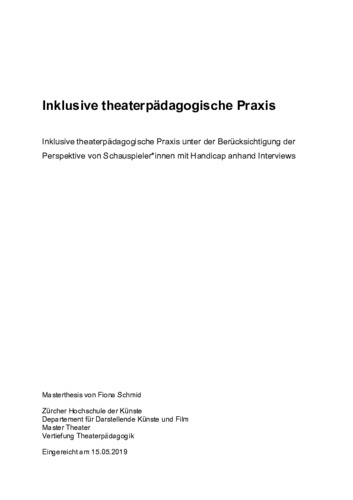 Picture: Inklusive theaterpädagogische Praxis