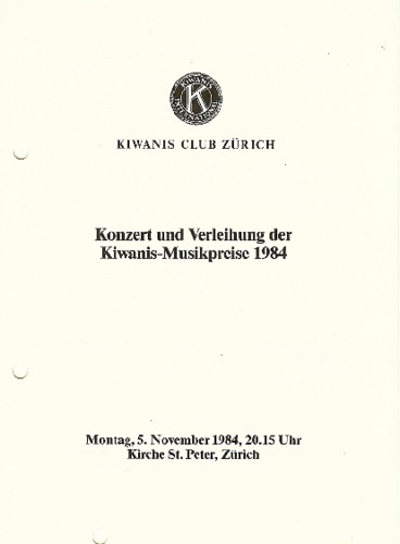 Picture: 1984 Kiwanis Musikpreis