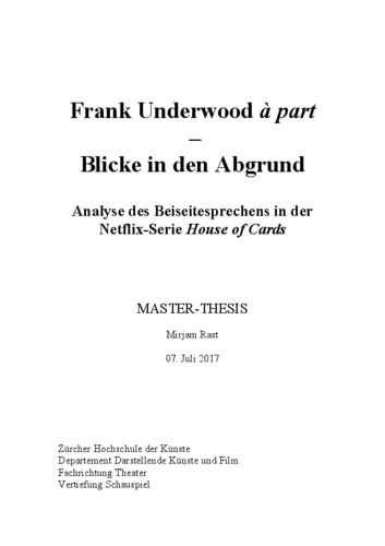 Picture: Frank Underwood à part – Blicke in den Abgrund