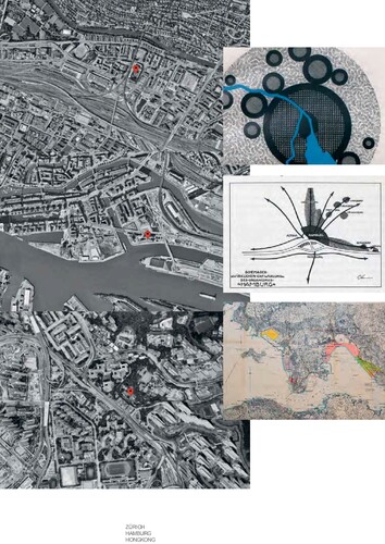 Picture: Die transformative Kraft der Städte, Kunst und Design im Kontext urbaner Veränderungsprozesse | Photo Credit: Satellitenbilder des Toni-Areals Zürich, der HafenCity Universität Hamburg und der Baptist University Hong Kong: Google Earth