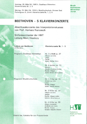 Bild:  2004.03.28./29.|Abschlusskonzert Interpretationskurs Homero Francesch - Ludwig van Beethoven - Klavierkonzerte 1-5