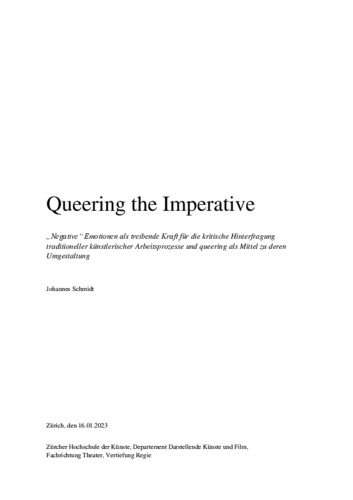 Bild:  Queering the Imperative
