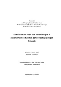 Picture: Evaluation der Rolle von Musiktherapie in psychiatrischen Kliniken der deutschsprachigen Schweiz
