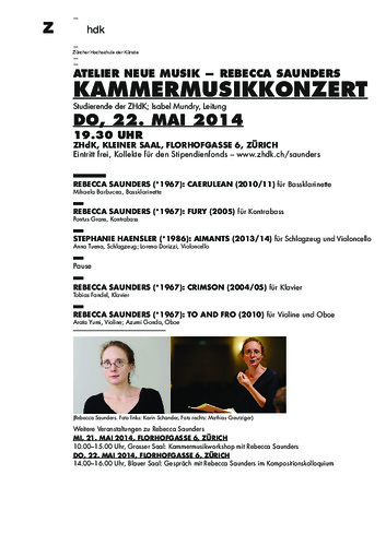 Bild:  2014.05.22.|Atelier Neue Musik|Rebecca Saunders