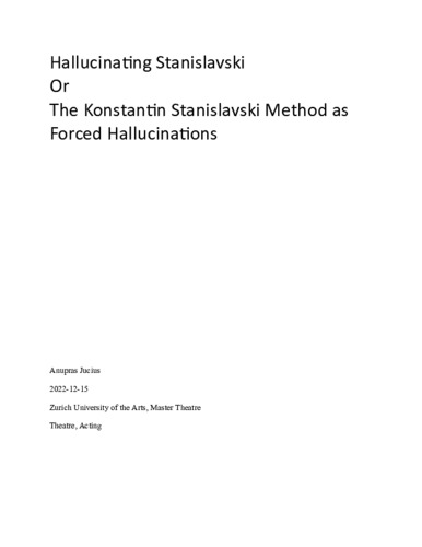 Picture:  Hallucinacting Stanislavski   Or   The Konstantin Stanislavski Method as  Forced Hallucinations 
