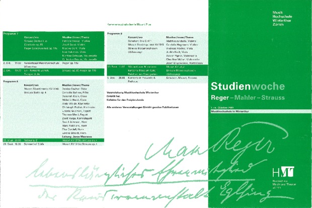 Bild:  Studienwoche Reger - Mahler - Strauss (Generalprogramm)