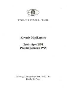 Bild:  1998 Kiwanis Musikpreis