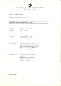 Bild:  1982.06.07.|Gemeinsames Konzert der Orchester vom Konservatorium Bern und von Konservatorium und Musikakademie Zürich