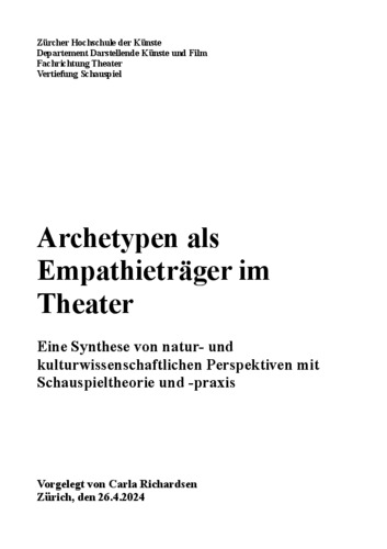 Bild:  Archetypen als Empathieträger im Theater