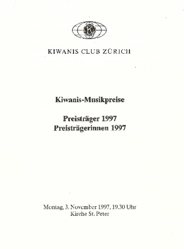 Picture: 1997 Kiwanis Musikpreis