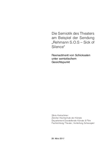 Bild:  Die Semiotik des Theaters am Beispiel der Sendung „Rehmann S.O.S – Sick of Silence“