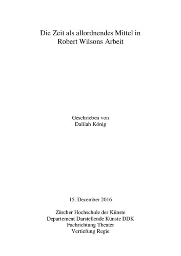Picture: Die Zeit als allordnendes Mittel in Robert Wilsons Arbeit