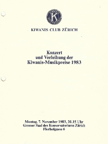 Picture: 1983 Kiwanis Musikpreis
