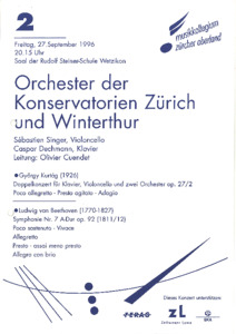 Picture: 1996.09.27.|Orchester der Konservatorien von Winterthur und Zürich