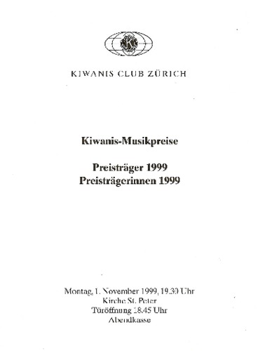 Bild:  1999 Kiwanis Musikpreis