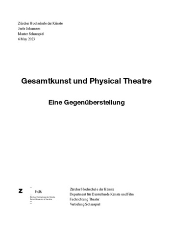 Picture: Gesamtkunst und Physical Theatre